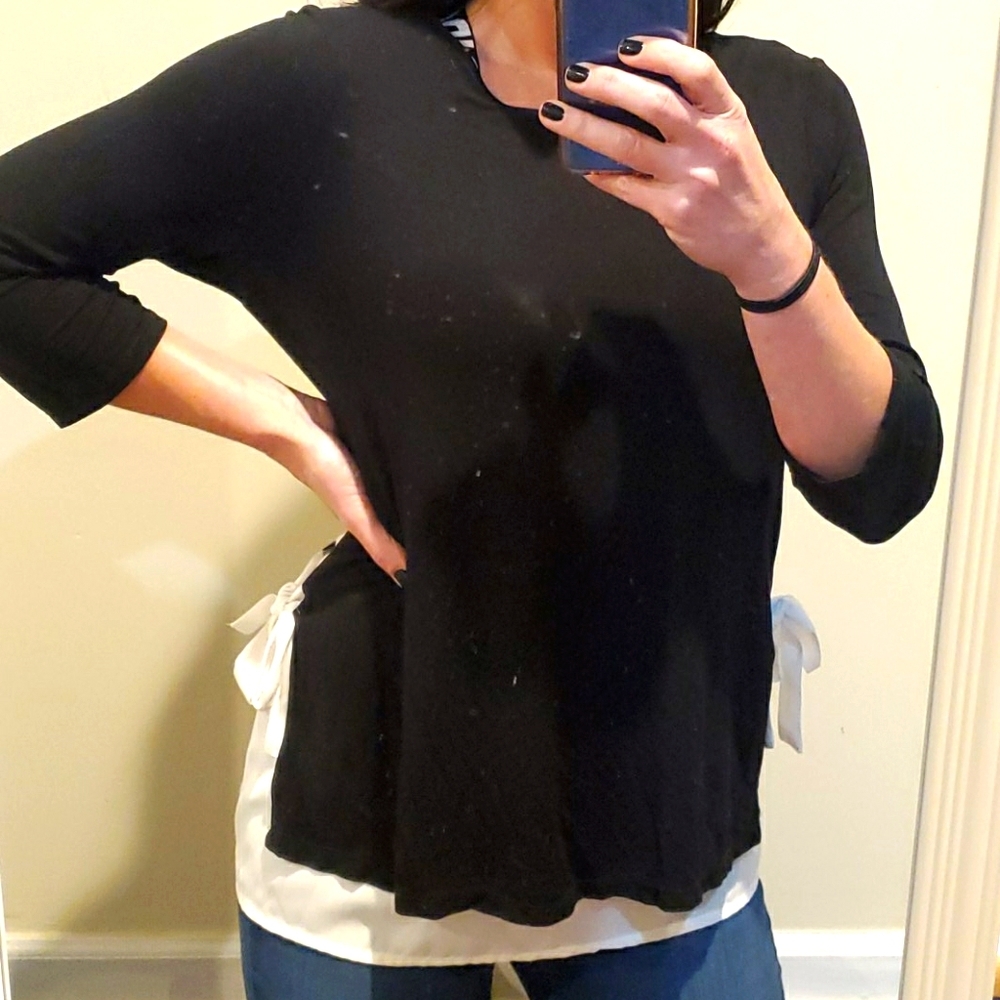❤ ANTHROPOLOGIE PEBBLE & STONE FLUTTER HEM TUNIC TOP, SMALL